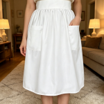 Linen Ruffled Apron — Double Pocket, Adjustable