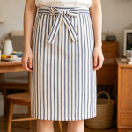 Linen Striped Half Apron — For Kitchen & Gardening (No Pockets)