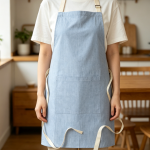 Linen Bistro Apron — Extra-Long Ties & Pocket