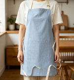 Linen Bistro Apron — Extra-Long Ties & Pocket