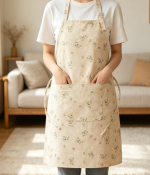 Linen Apron — Vintage Floral Pocket - Image 2