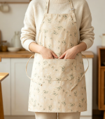Linen Apron — Vintage Floral Pocket