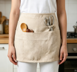 Linen Waist Apron — With Pocket & Loop, Adjustable