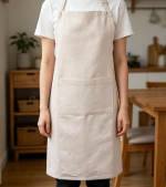 Solid-Color Linen Chef Apron — Natural Hue