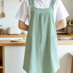 Unisex Cross-Back Linen Apron with Pocket
