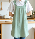 Unisex Cross-Back Linen Apron with Pocket