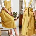 Linen Cross-Back Apron with Pocket - Image 2