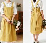 Linen Cross-Back Apron with Pocket