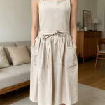Women's Vintage-Style Cross-Back Linen Apron
