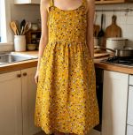 Women's Floral Linen Apron with Large Pocket - Image 2