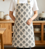 Adjustable Linen Bib Apron with Double Pockets