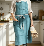 Unisex Linen Cooking Apron with Pocket - Image 2