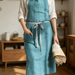 Unisex Linen Cooking Apron with Pocket
