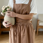 Women's Linen Cross-Back Pinafore Apron with Pocket