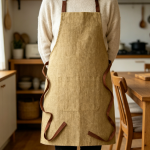 Unisex Linen Bib Apron with Front Pocket