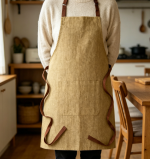 Unisex Linen Bib Apron with Front Pocket