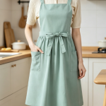 Women's Linen Pinafore Apron — Vintage-Style Pocket