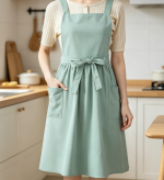 Women's Linen Pinafore Apron — Vintage-Style Pocket