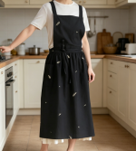 Linen Cross-Back Apron with Straps & Pocket - Image 2