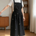 Linen Cross-Back Apron with Straps & Pocket