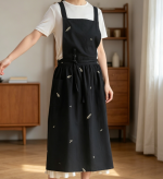 Linen Cross-Back Apron with Straps & Pocket
