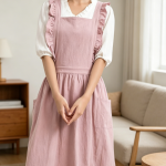Linen Cross-Back Smock Apron with Pocket
