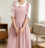 Linen Cross-Back Smock Apron with Pocket