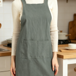 Plus-Size Linen Cross-Back Apron — Tie-Free Design