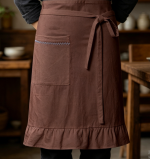 Linen Half Apron — Ruffled Pocket, Gardening Style - Image 2