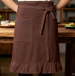 Linen Half Apron — Ruffled Pocket, Gardening Style