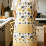 Floral Linen Chef Apron with Adjustable Pocket