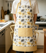 Floral Linen Chef Apron with Adjustable Pocket