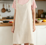 Linen Halter Cross-Back Apron with Double Pockets - Image 2