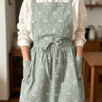 Women's Linen Cross-Back Apron with Pocket