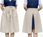 Linen Half Apron — White, Double-Pocket Waiter Style - Image 2