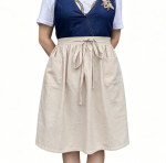 Linen Half Apron — White, Double-Pocket Waiter Style
