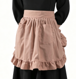 Linen Ruffled Half Apron — For Kitchen & Cleaning - Image 2