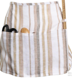 Linen Striped Half Apron — Single Pocket & Loop