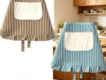 Linen Striped Half Apron — Cute Restaurant Style - Image 2